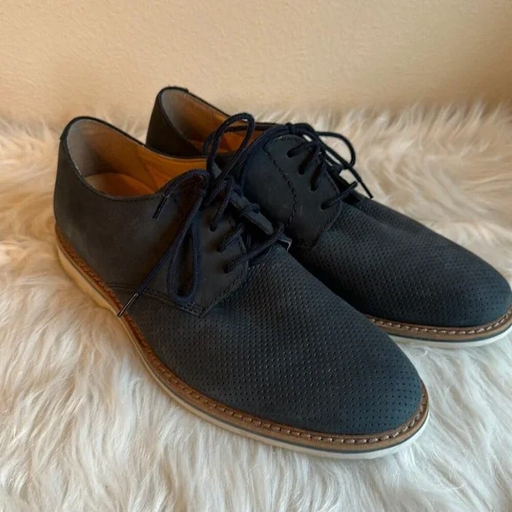 Clarks Atticus LT Derby Lace Oxford Shoes Navy Blue Nubuck Leather Size 7M